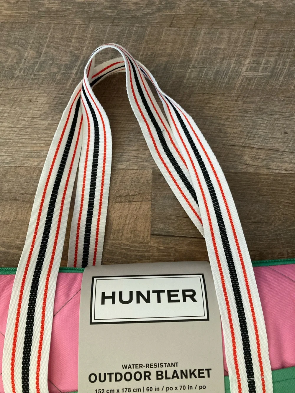 HUNTER | Green/Pink Color Block Outdoor Water Resistant Packable Travel Blanket